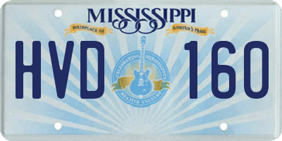 MS license plate HVD160