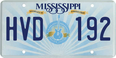 MS license plate HVD192