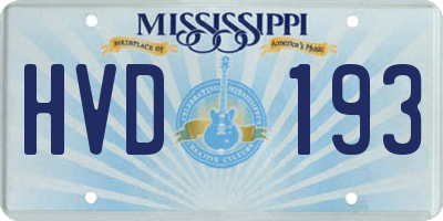 MS license plate HVD193