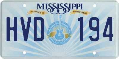 MS license plate HVD194