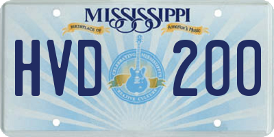 MS license plate HVD200