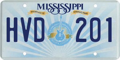 MS license plate HVD201