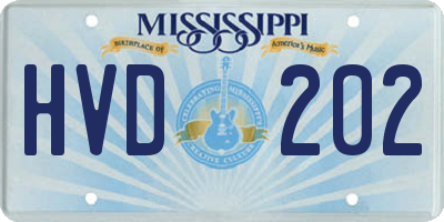 MS license plate HVD202
