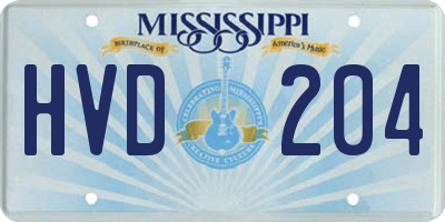 MS license plate HVD204