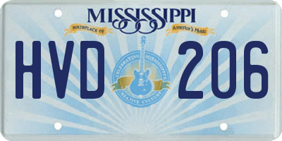 MS license plate HVD206