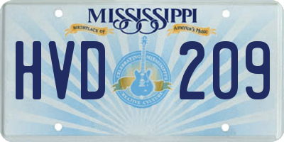 MS license plate HVD209