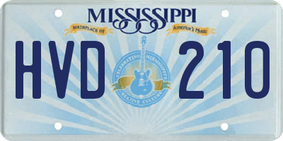 MS license plate HVD210
