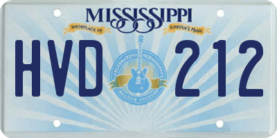 MS license plate HVD212