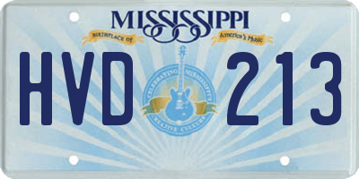 MS license plate HVD213