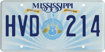 MS license plate HVD214