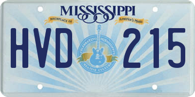 MS license plate HVD215