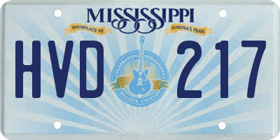 MS license plate HVD217