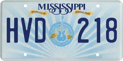 MS license plate HVD218