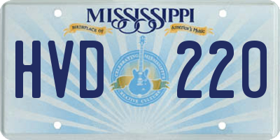 MS license plate HVD220