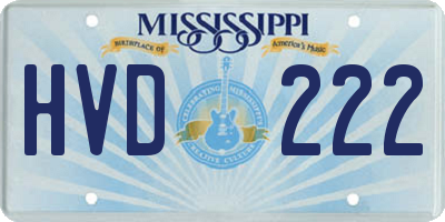 MS license plate HVD222