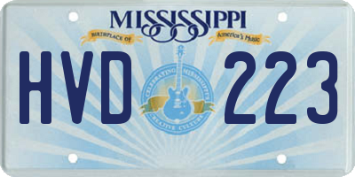 MS license plate HVD223