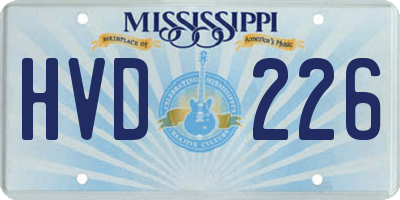 MS license plate HVD226