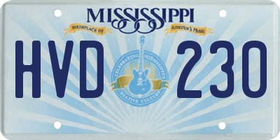 MS license plate HVD230