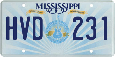 MS license plate HVD231