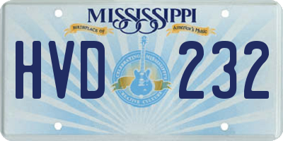 MS license plate HVD232