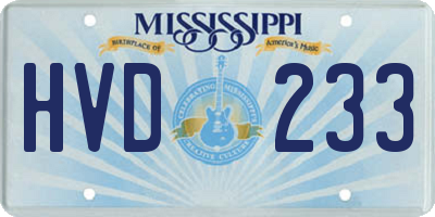 MS license plate HVD233