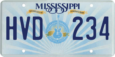 MS license plate HVD234