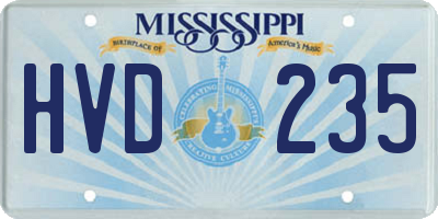 MS license plate HVD235