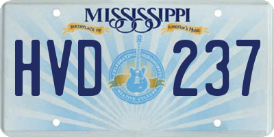MS license plate HVD237