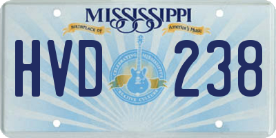MS license plate HVD238