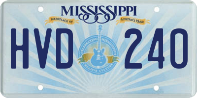 MS license plate HVD240