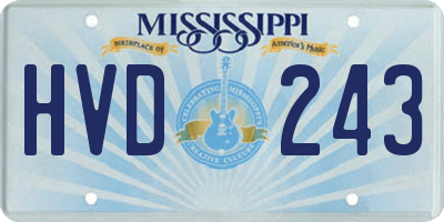 MS license plate HVD243