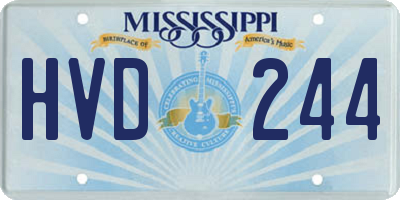 MS license plate HVD244