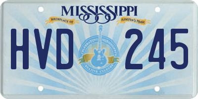 MS license plate HVD245