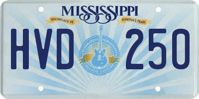 MS license plate HVD250