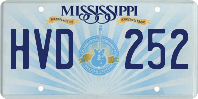 MS license plate HVD252