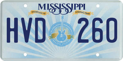 MS license plate HVD260