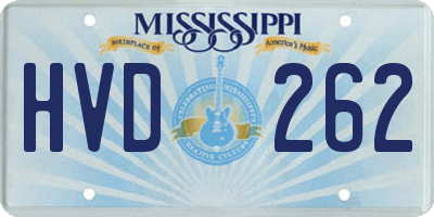 MS license plate HVD262