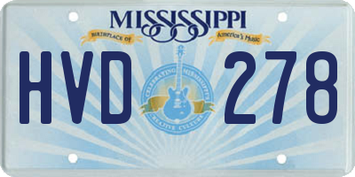 MS license plate HVD278