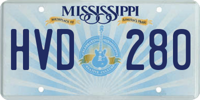 MS license plate HVD280