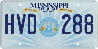 MS license plate HVD288