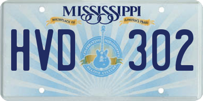 MS license plate HVD302