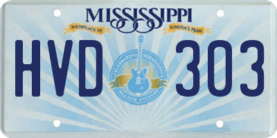 MS license plate HVD303