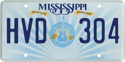 MS license plate HVD304
