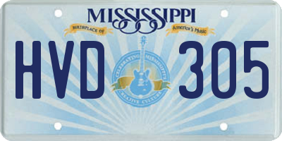 MS license plate HVD305