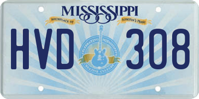 MS license plate HVD308