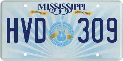 MS license plate HVD309