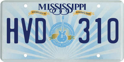 MS license plate HVD310