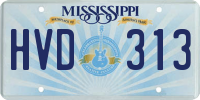 MS license plate HVD313
