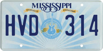 MS license plate HVD314