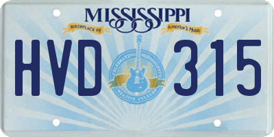 MS license plate HVD315